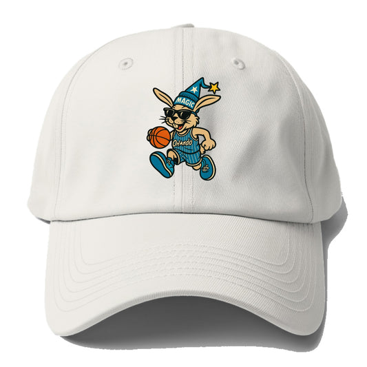 Orlando Rabbit wearing Magic blue and silver beanie with wizard hat and wayfarer - Baseball Cap - Off White