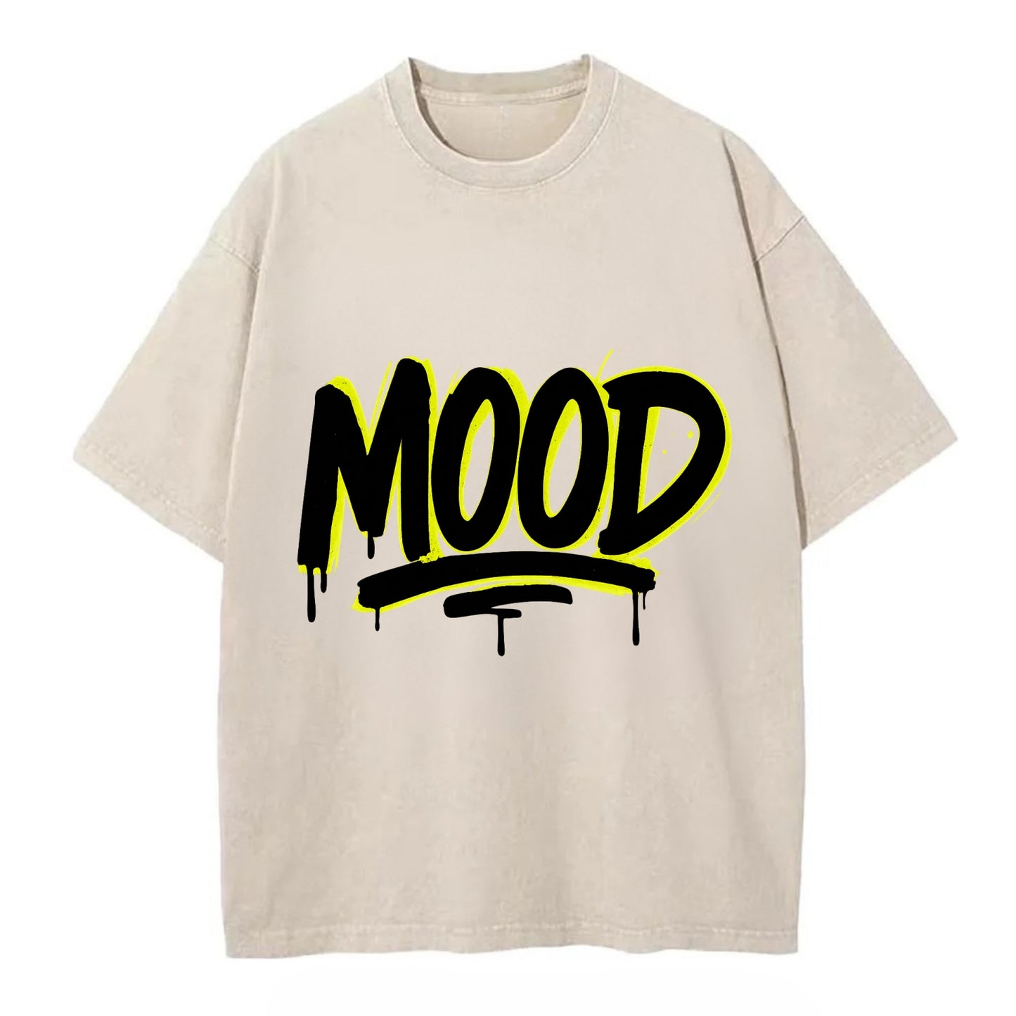 Bold typography design - "MOOD" - current state, feeling it - Vintage T-shirt - Off White