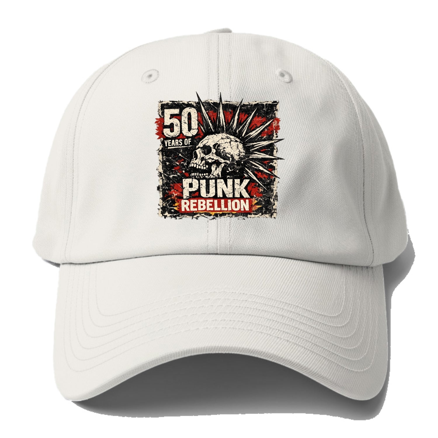 MOHAWK RISING | Spiked hair silhouette | Liberty spikes | Punk identity | Tribal - Baseball Cap - Off White