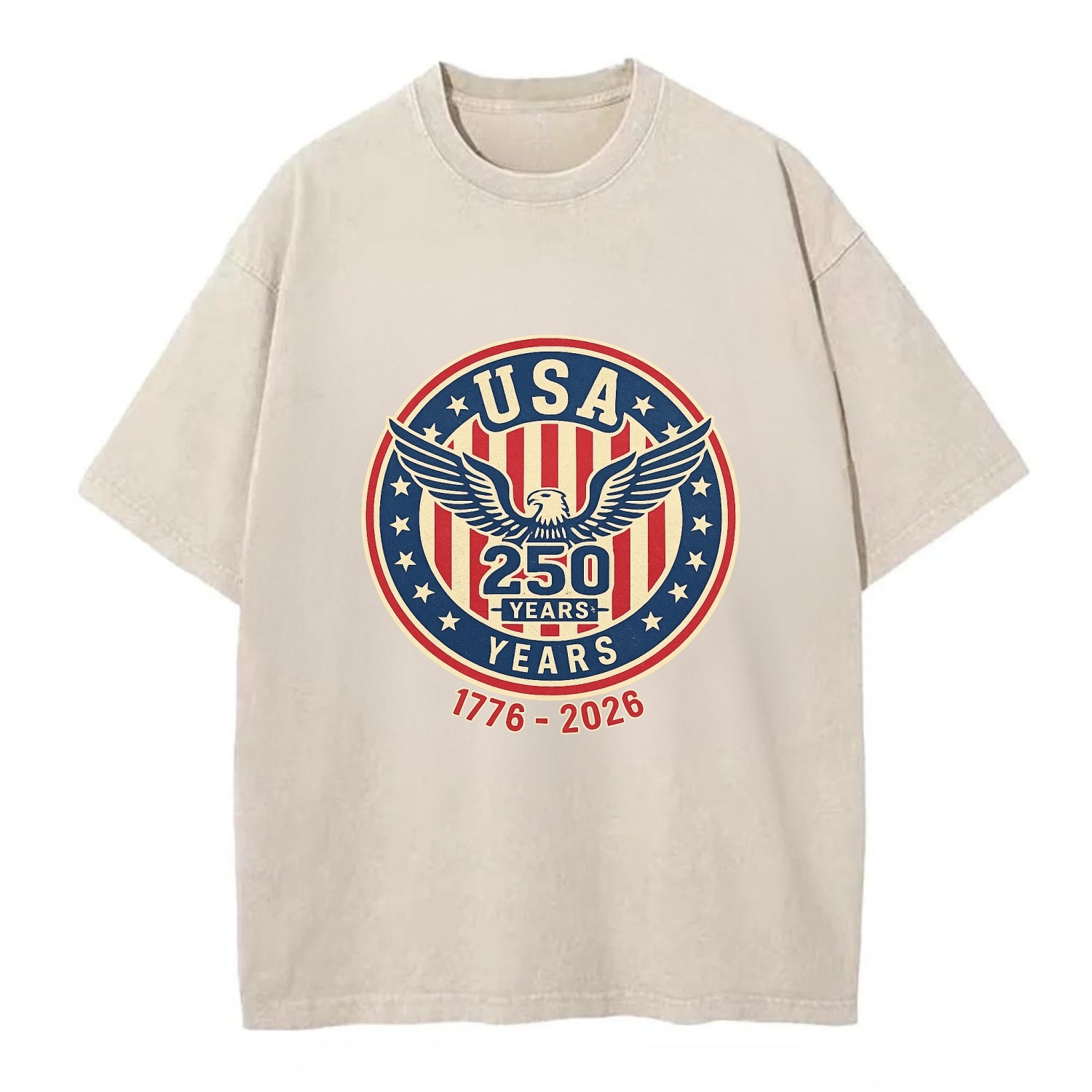 Usa 250 Years Eagle Seal - Vintage T-shirt - Off White