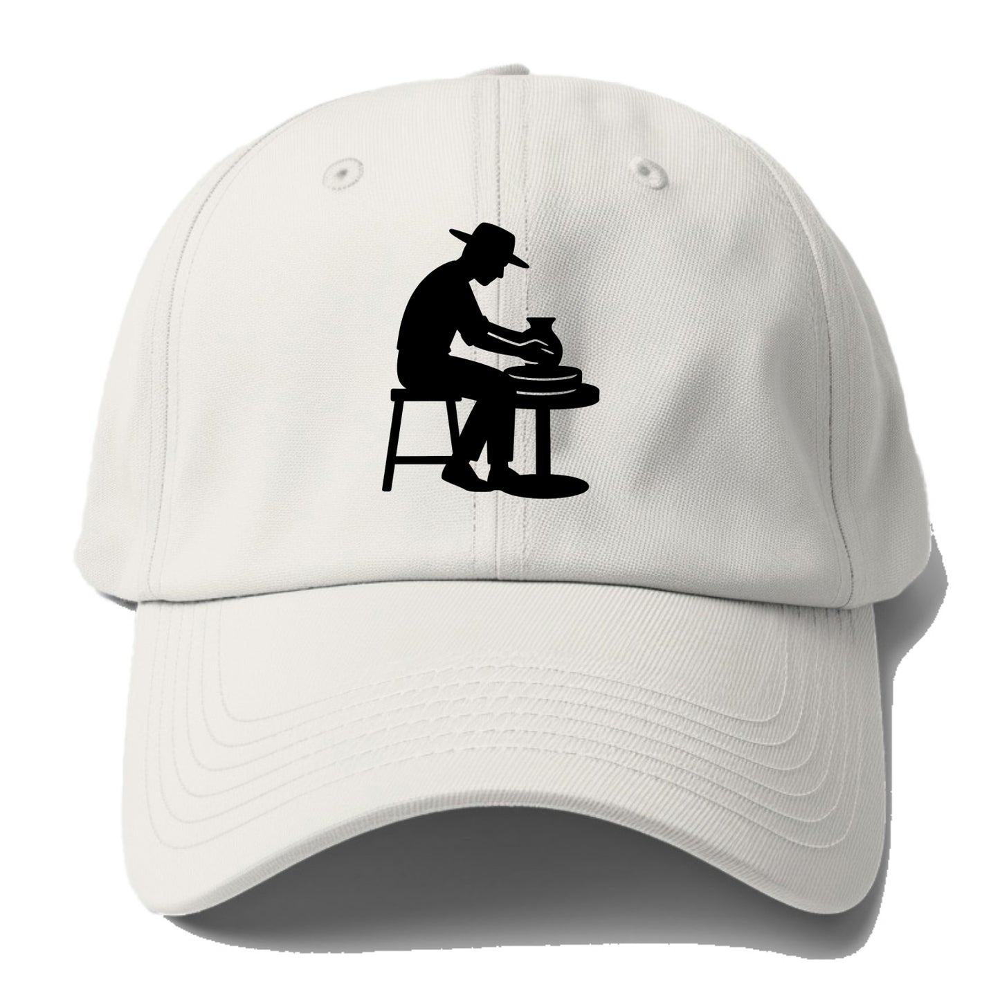 Potter shaping clay on wheel - Baseball Cap - Off White