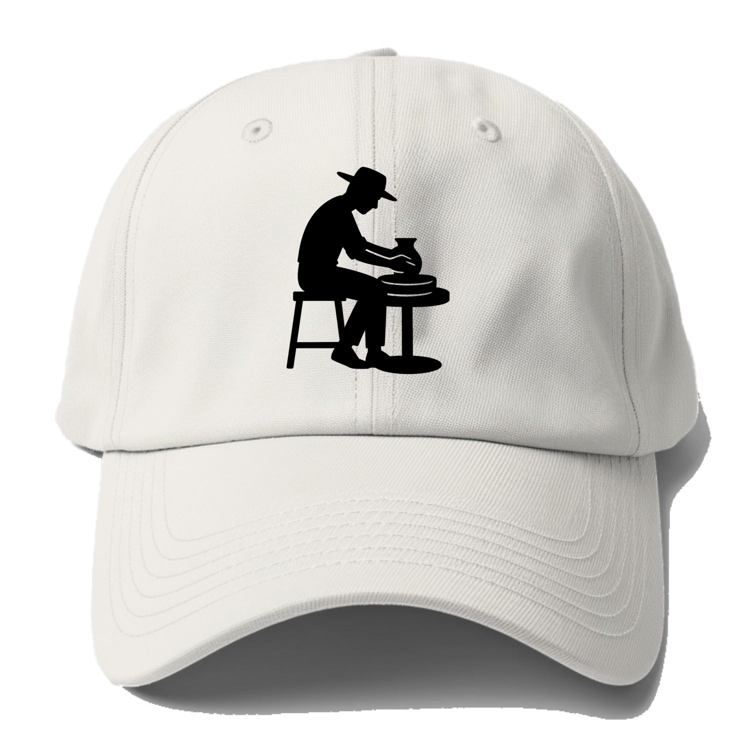 Potter shaping clay on wheel - Baseball Cap - Off White