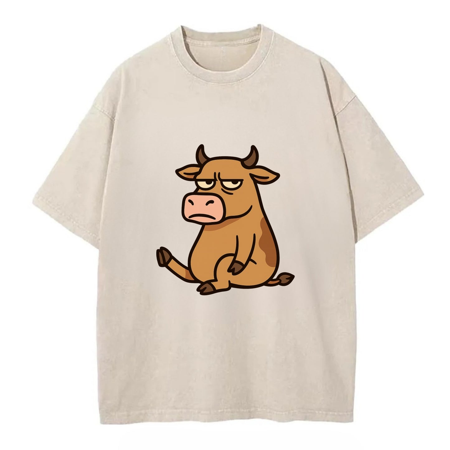 The Cow Judging Silently - Vintage T-shirt - Off White