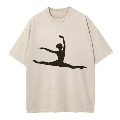 Ballet dancer in grand jete leap - Vintage T-shirt - Off White