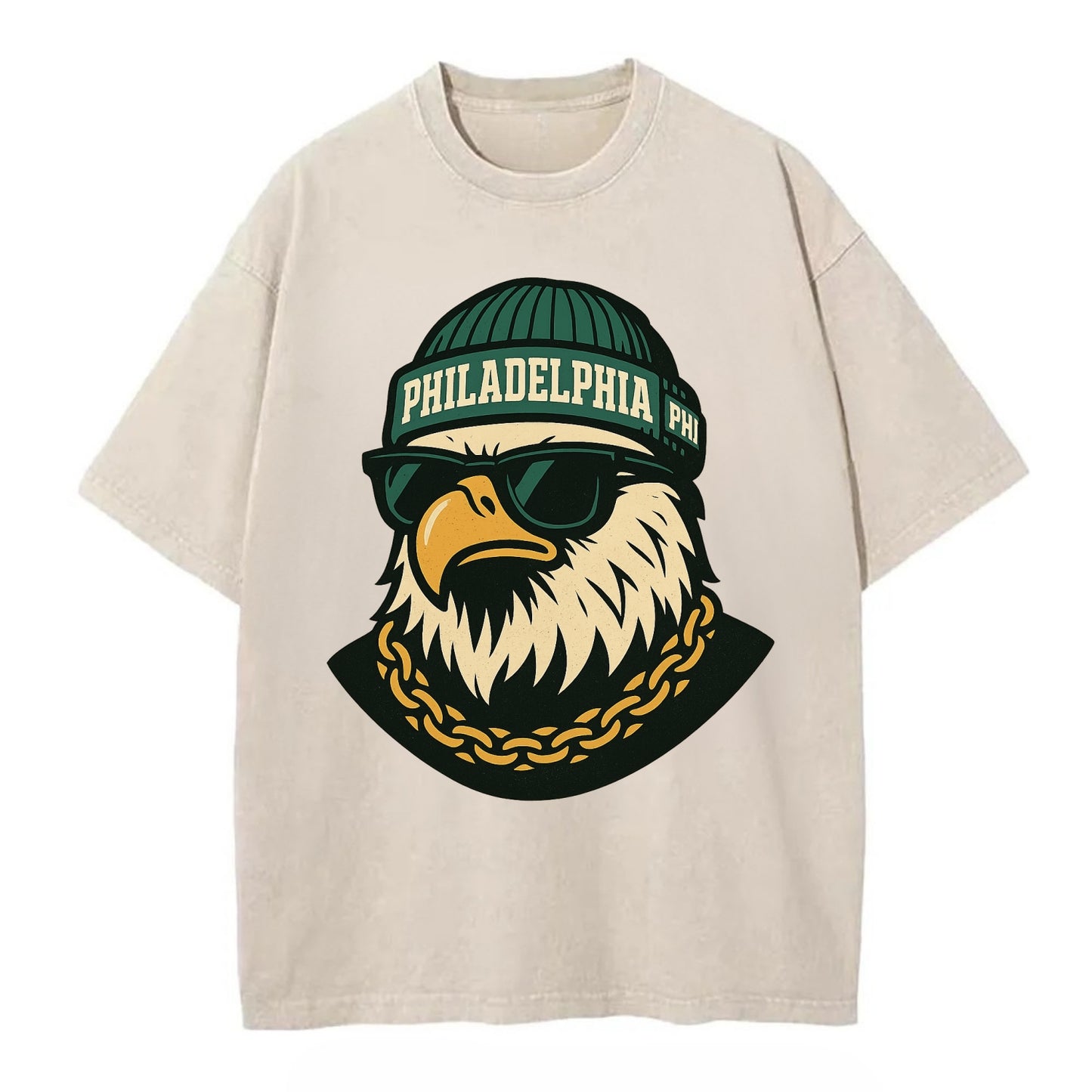 "eagle" "philadelphia" "phi" "green" "us East" - Vintage T-shirt - Off White