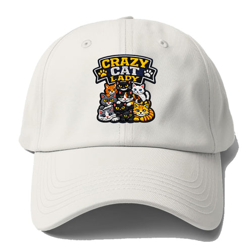 CRAZY CAT LADY - cat pile in multicolor , cat collector - Baseball Cap