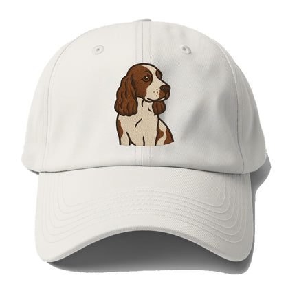 English Cocker Spaniel - Liver and white embroidered design - Baseball Cap - Off White