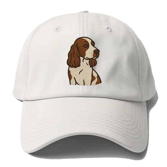 English Cocker Spaniel - Liver and white embroidered design - Baseball Cap - Off White