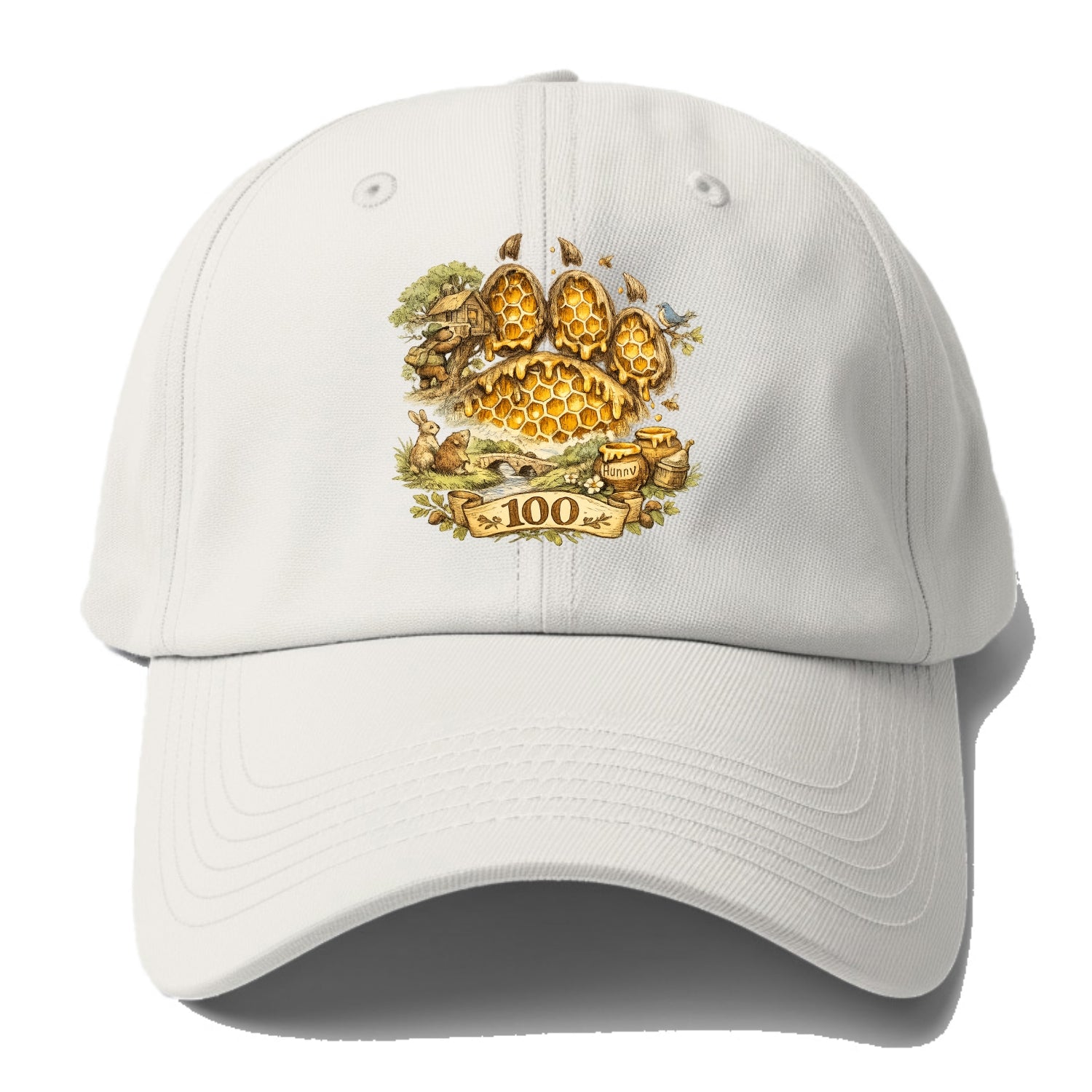 HONEY PAW | Bear paw print filled with honeycomb | Sticky evidence | Forest treasure - Baseball Cap - Off White