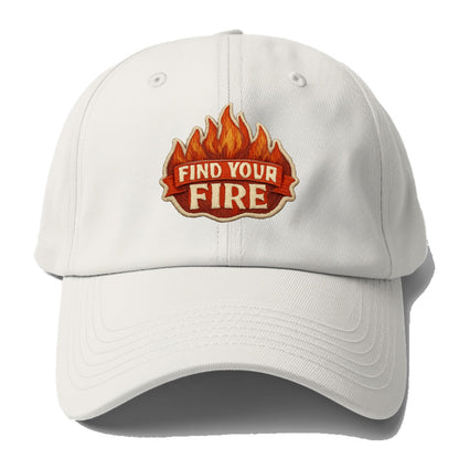 FIND YOUR FIRE - flames with text in orange , passion - Baseball Cap For Big Heads - Off White