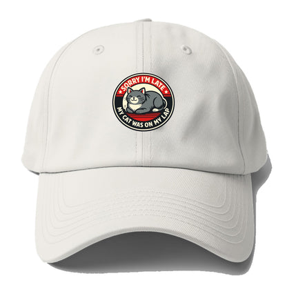 Charming Cat Loaf Excuse Emblem - Baseball Cap For Big Heads - Off White