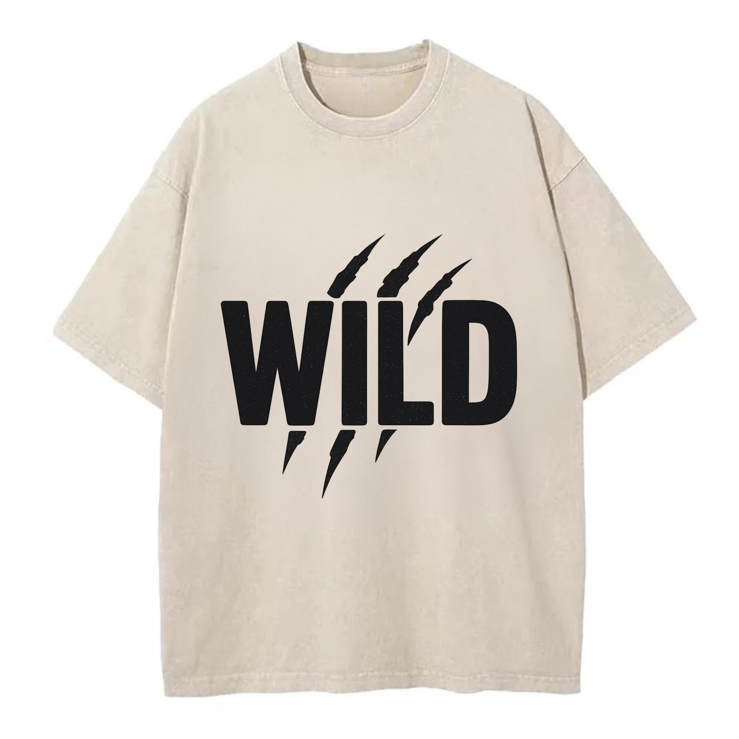 Bold typography design - "WILD" - untamed, natural, free - Vintage T-shirt - Off White