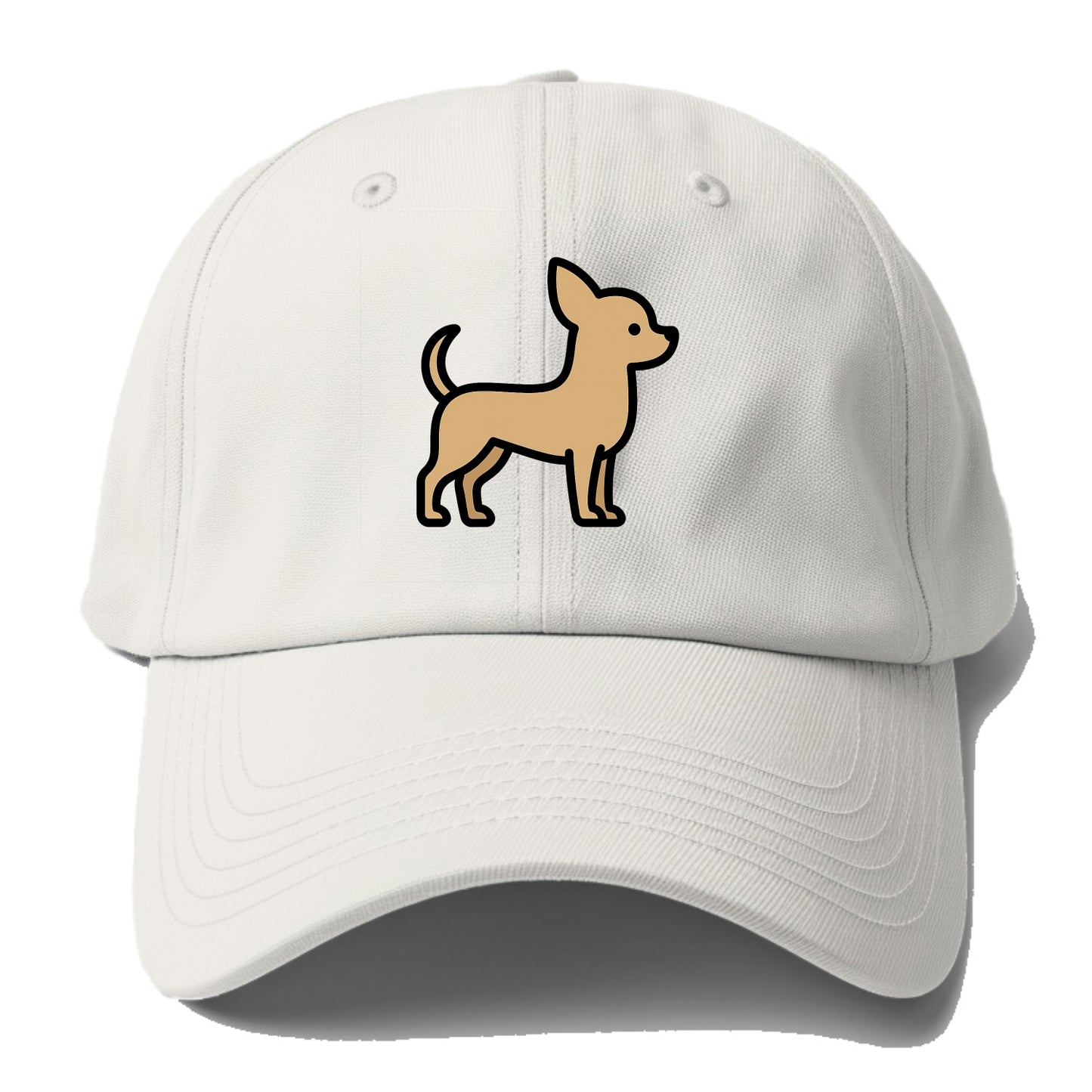 Chihuahua - Tan smooth coat flat side profile - Baseball Cap For Big Heads - Off White