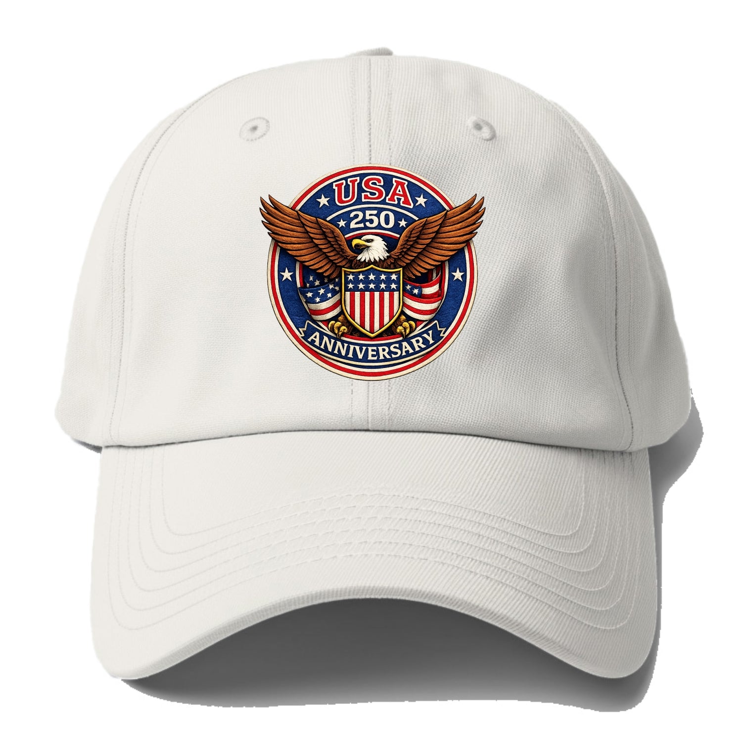Usa 250 Anniversary Eagle Shield Emblem - Baseball Cap - Off White
