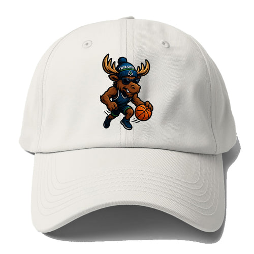 Twin Cities Moose wearing Timberwolves beanie with pine tree patch and - Baseball Cap For Big Heads