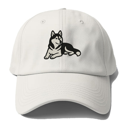 Siberian Husky - Black and white relaxed Baseball Cap - Off White