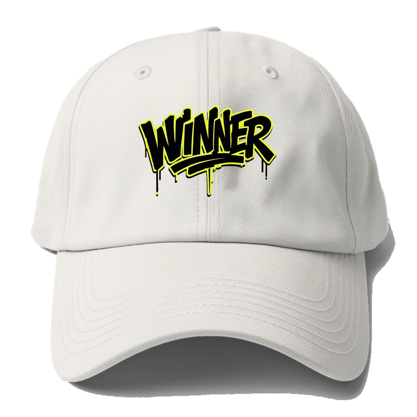 Bold typography design - "WINNER" - victorious mindset, champion - Baseball Cap For Big Heads - Off White
