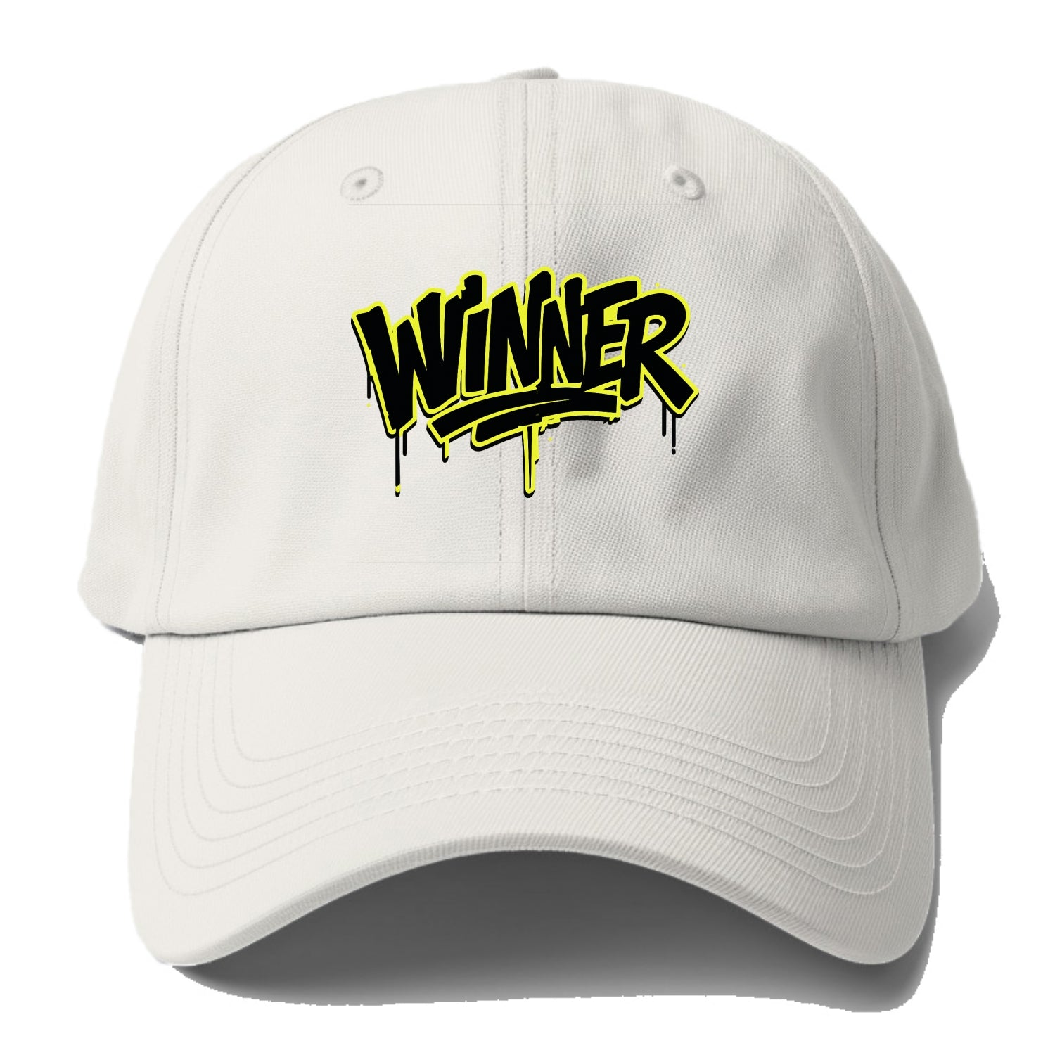 Bold typography design - "WINNER" - victorious mindset, champion - Baseball Cap For Big Heads - Off White