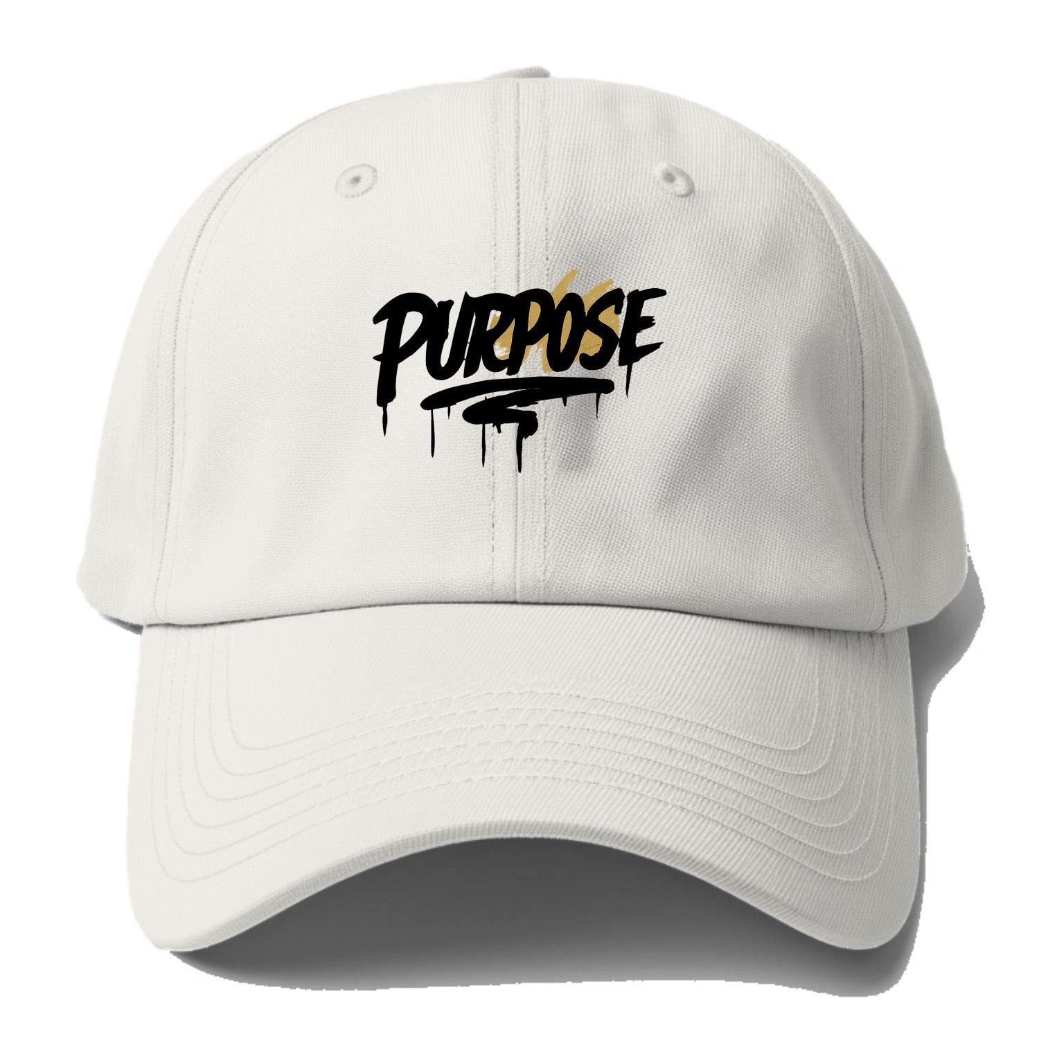 Bold typography design - "PURPOSE" - reason for being - Baseball Cap - Off White