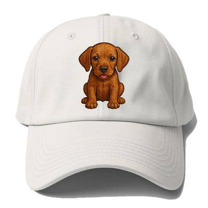 Baby Vizsla Puppy - golden rust coat, soulful eyes, athletic build, - Baseball Cap For Big Heads - Off White