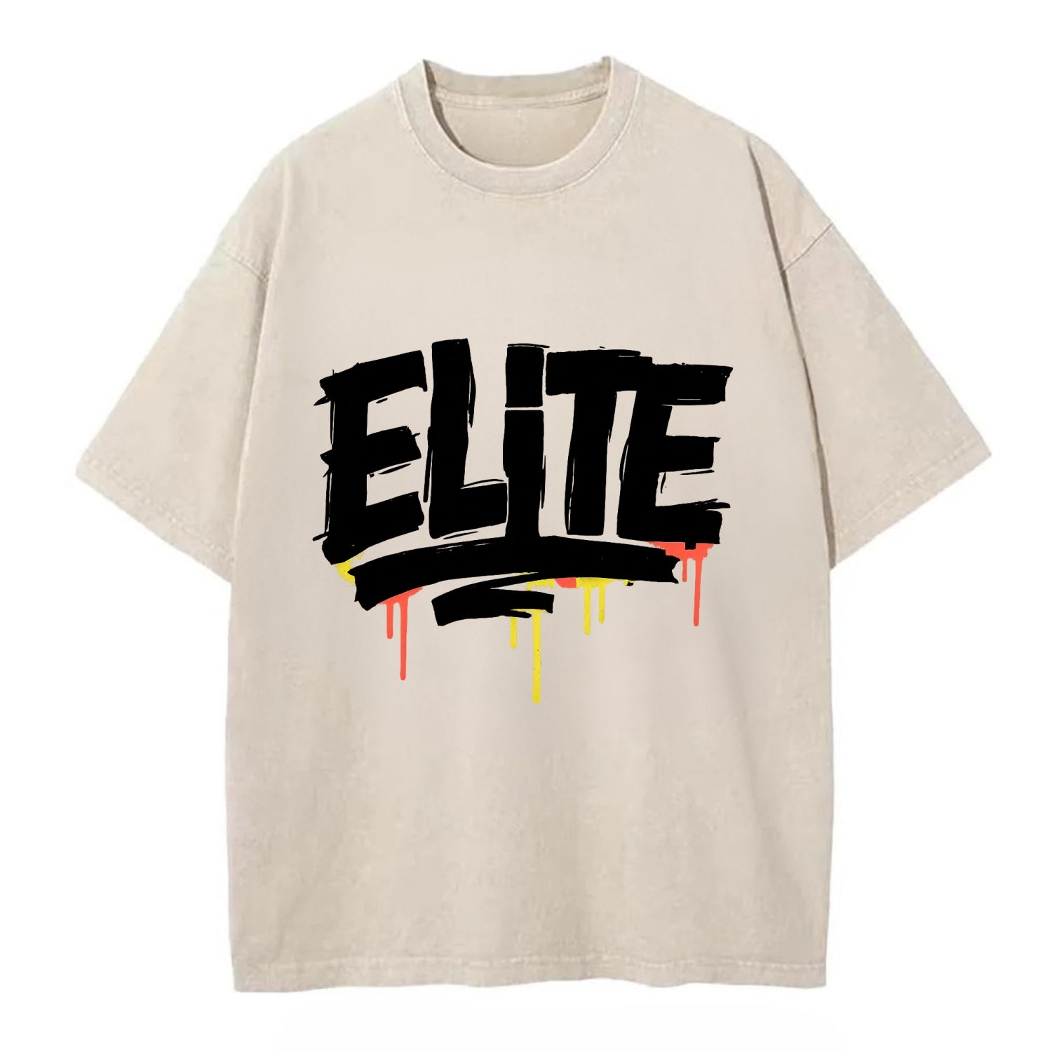 Bold typography design - "ELITE" - top tier, highest level - Vintage T-shirt - Off White