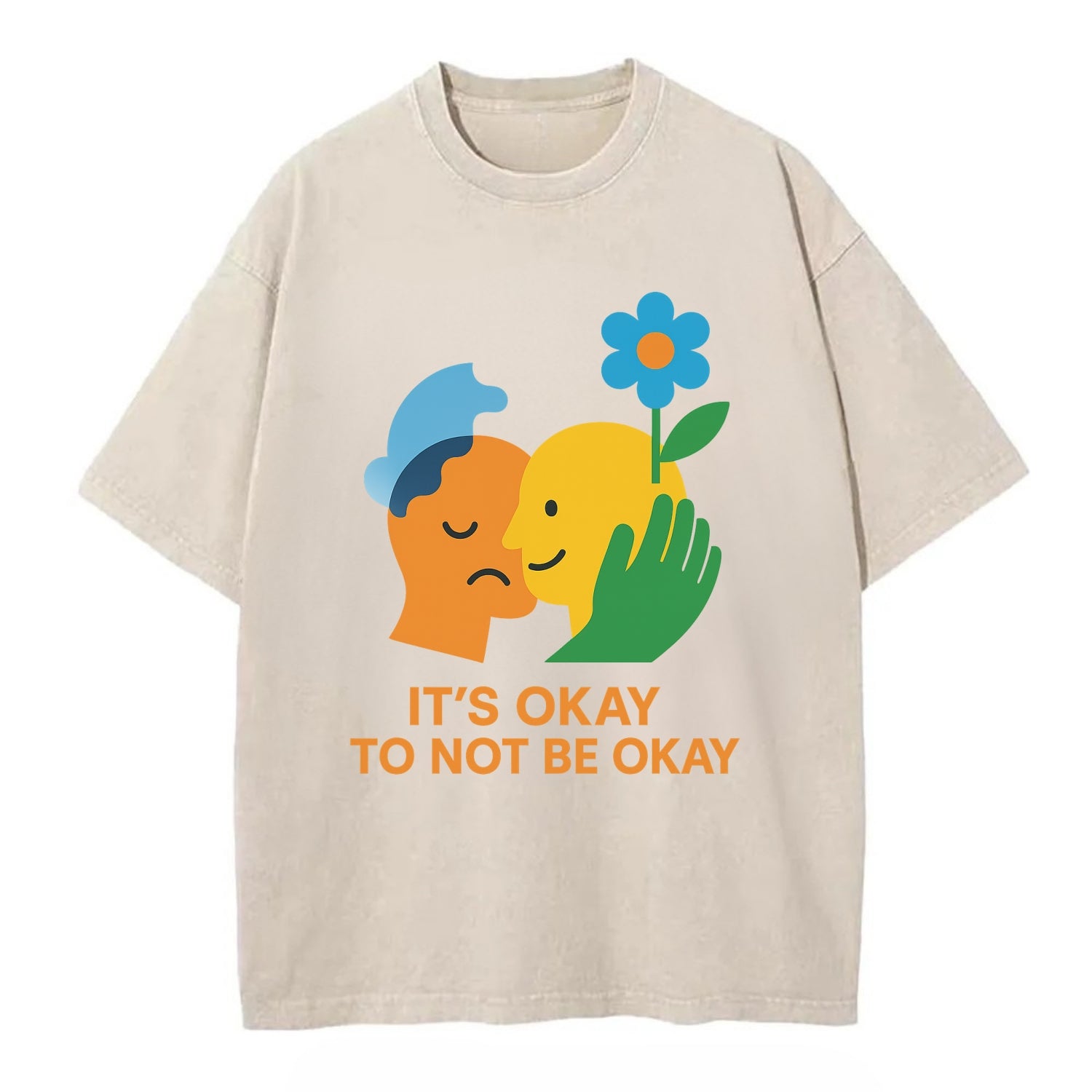 Mental health stigma fading as support grows - "It's Okay to Not Be Okay" - - Vintage T-shirt - Off White