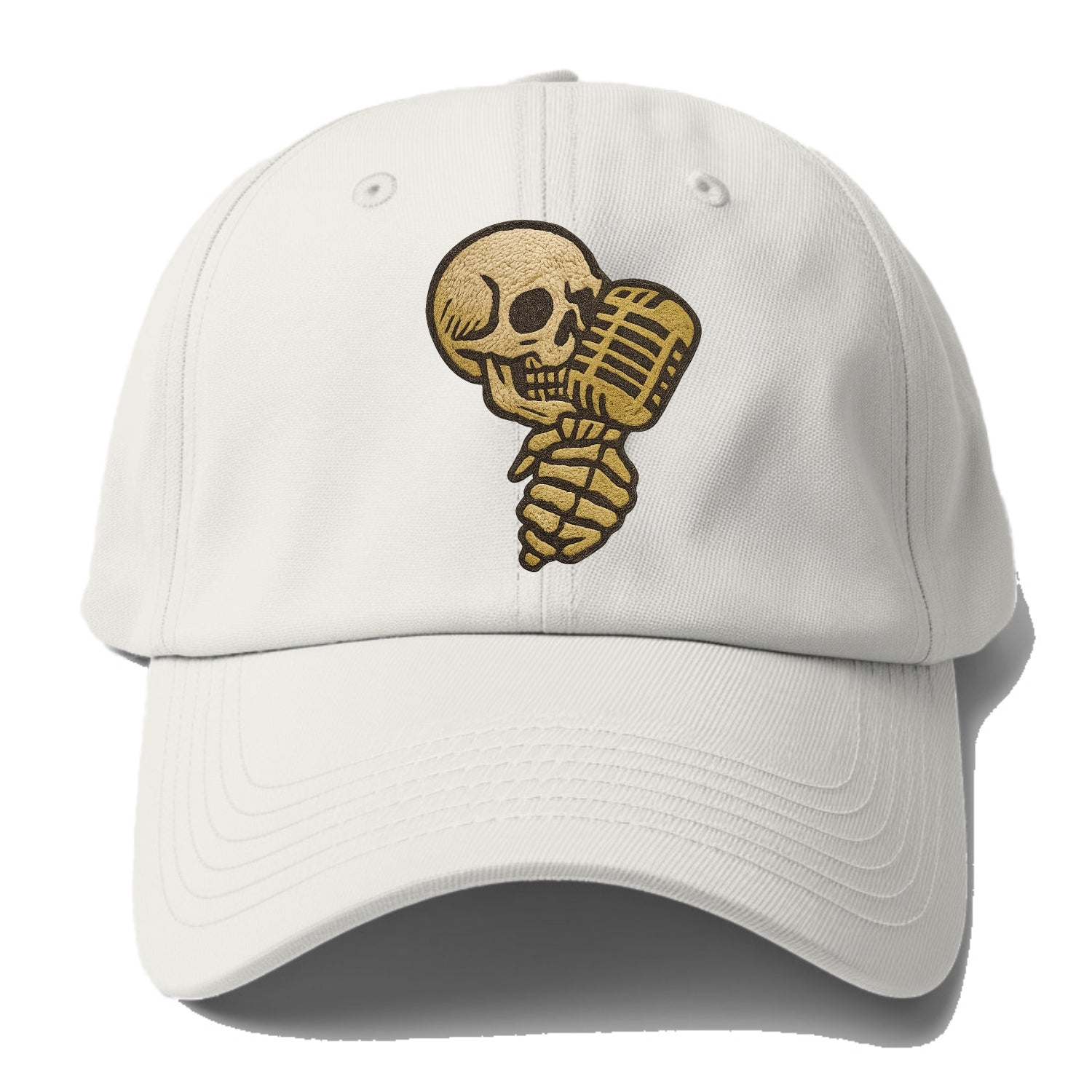 Skull Microphone  - Baseball Cap For Big Heads - Off White