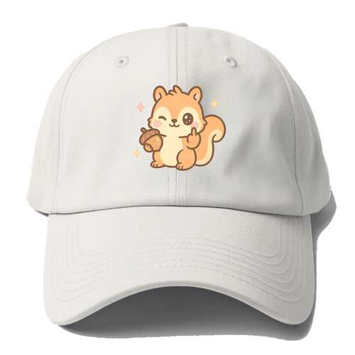 sweet squirrel holding acorn in one paw, flipping off with the other - Baseball Cap