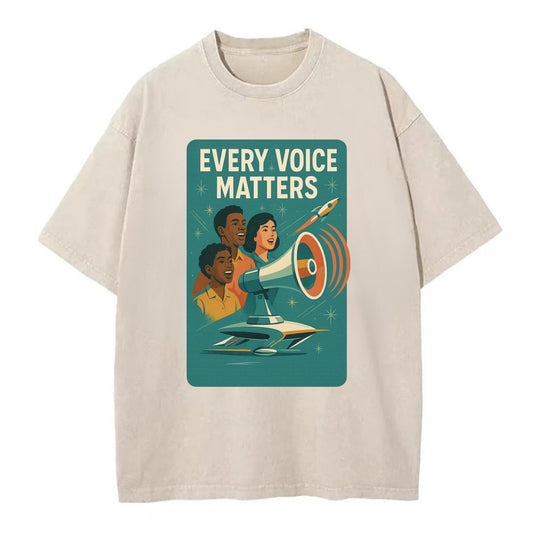 Diverse voices being heard and amplified - "Every Voice Matters" - inclusive - Vintage T-shirt - Off White