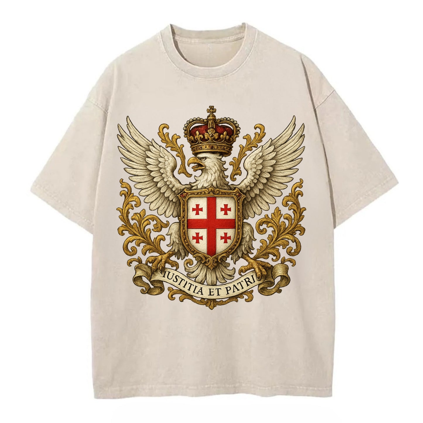 Georgia White Eagle Emblem  - Vintage T-shirt - Off White