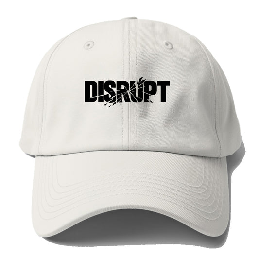 Bold typography design - "DISRUPT" - breaking patterns, changing game - Baseball Cap For Big Heads - Off White