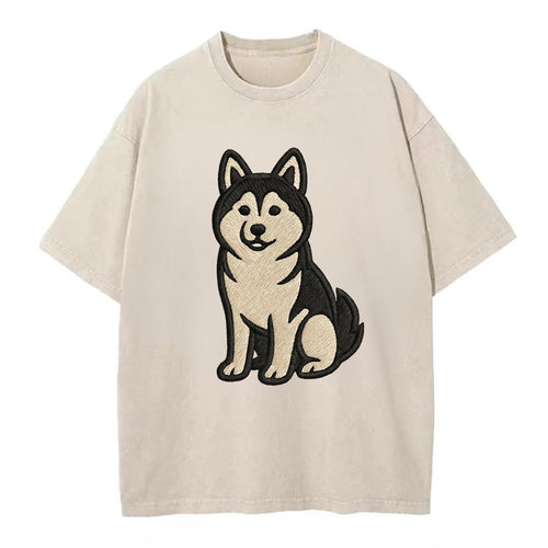 Pomsky - Pomeranian-Husky mix sitting po Vintage T-shirt
