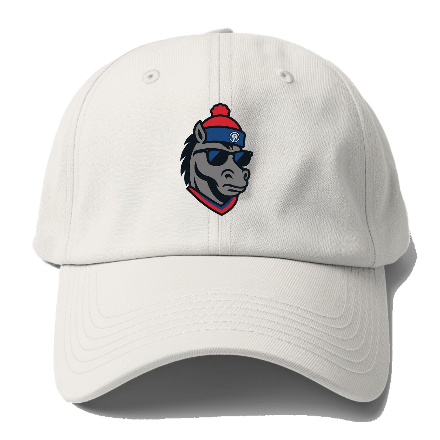 Detroit Stallion wearing Pistons red and blue beanie with piston patch and wayfarer - Baseball Cap - Off White