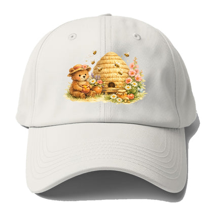 SKEP HIVE | Traditional straw beehive | Cottage garden setting | Buzzing activity | - Baseball Cap - Off White