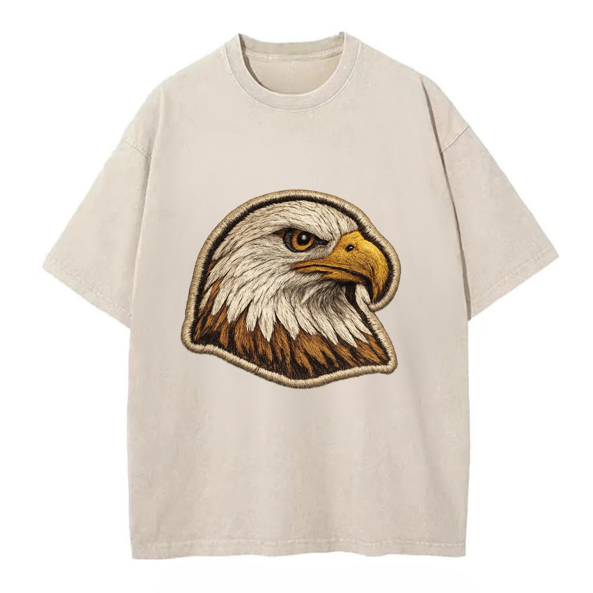 EAGLE HEAD PROFILE - majestic bald eagle in brown, white and gold , American pride - Vintage T-shirt - Off White