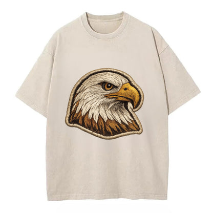 EAGLE HEAD PROFILE - majestic bald eagle in brown, white and gold , American pride - Vintage T-shirt - Off White