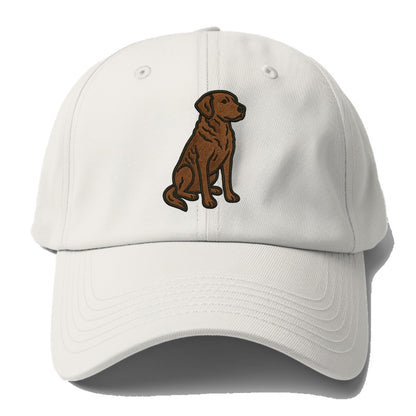Chesapeake Bay Retriever - Brown wavy coat embroidered sitting pose - Baseball Cap For Big Heads - Off White