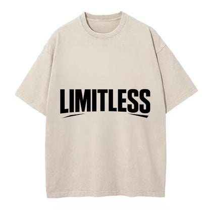 Bold typography design - "LIMITLESS" - no boundaries, infinite potential - Vintage T-shirt - Off White