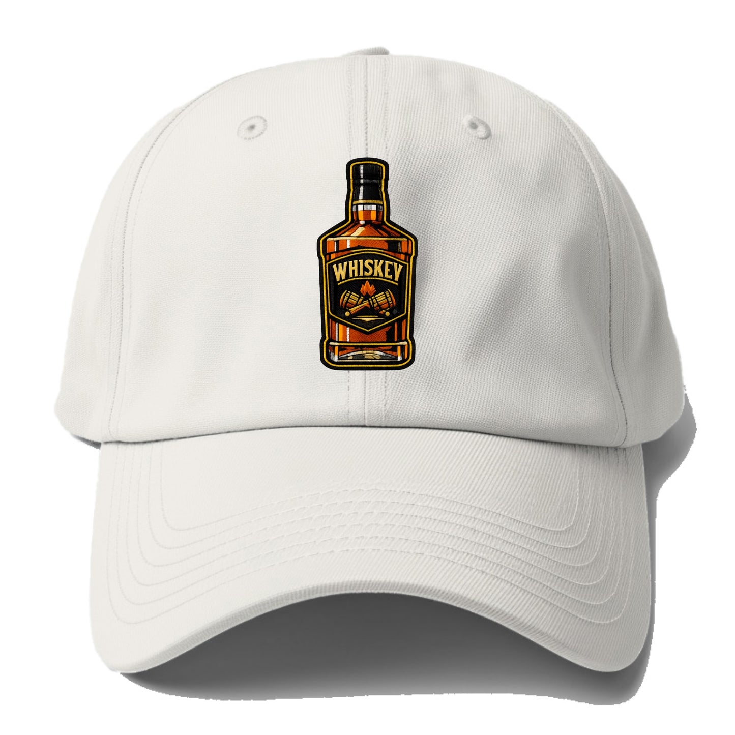 WHISKEY BOTTLE - bourbon bottle in amber and gold , spirits connoisseur - Baseball Cap - Off White