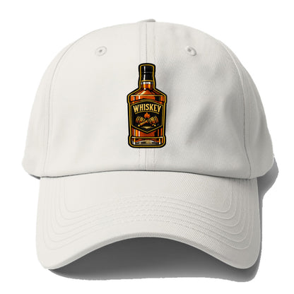 WHISKEY BOTTLE - bourbon bottle in amber and gold , spirits connoisseur - Baseball Cap - Off White