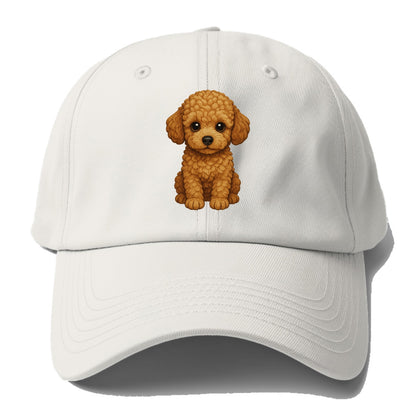 Baby Poodle Puppy - curly fluffy coat, intelligent eyes, elegant - Baseball Cap For Big Heads - Off White