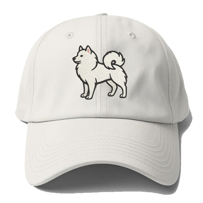 American Eskimo Dog - White spitz embroidered standing design - Baseball Cap - Off White
