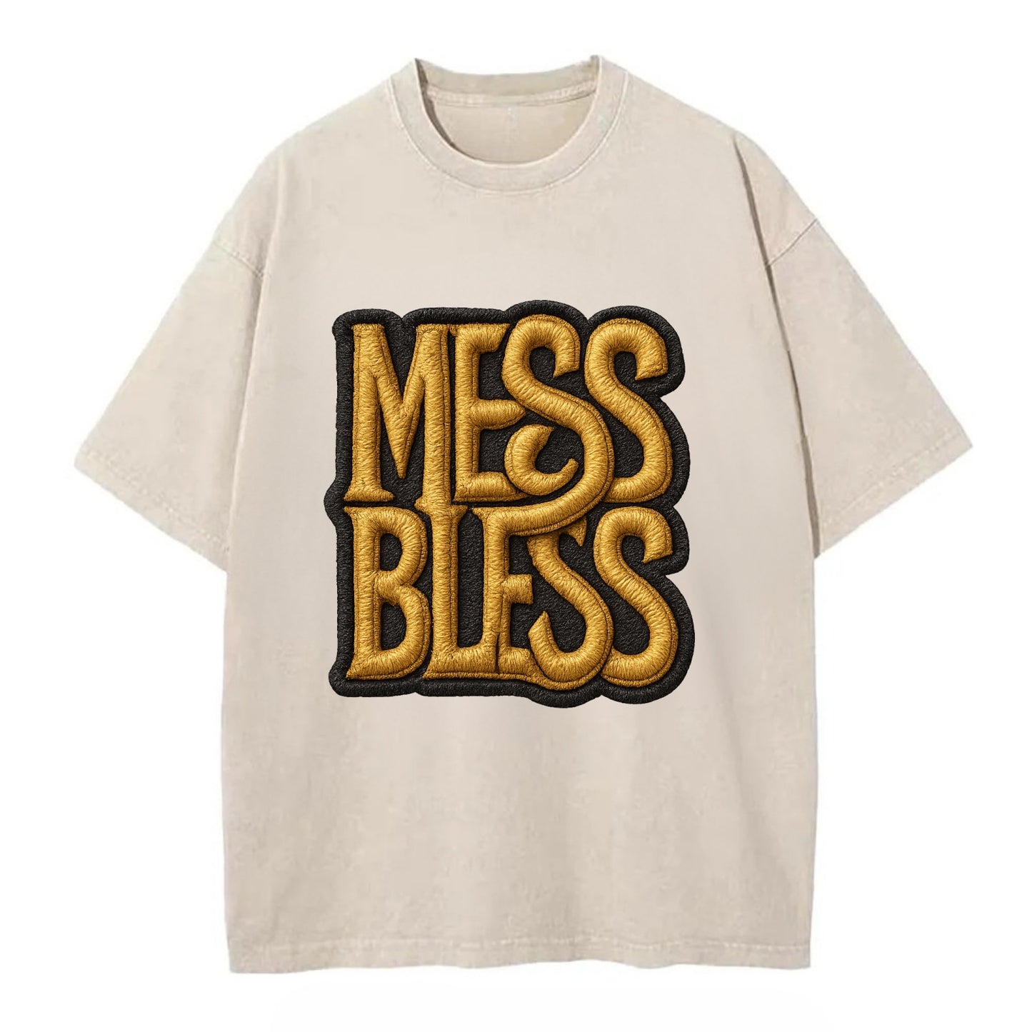 MESS;BLESS UP Gold Metallic Visor - Vintage T-shirt - Off White