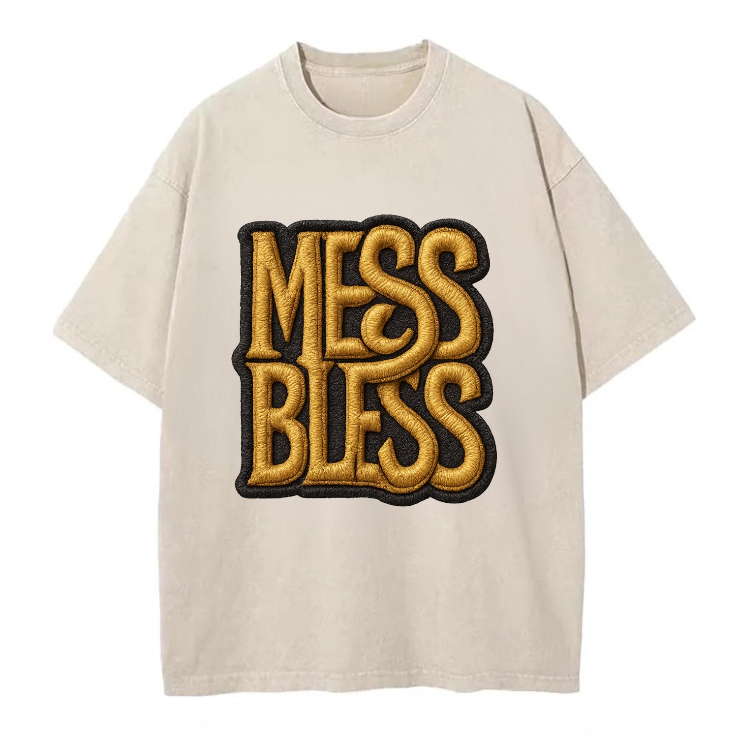 MESS;BLESS UP Gold Metallic Visor - Vintage T-shirt - Off White