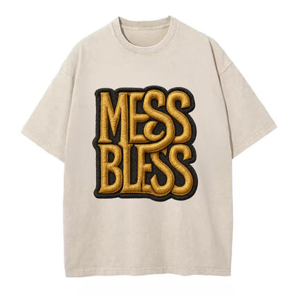 MESS;BLESS UP Gold Metallic Visor - Vintage T-shirt - Off White