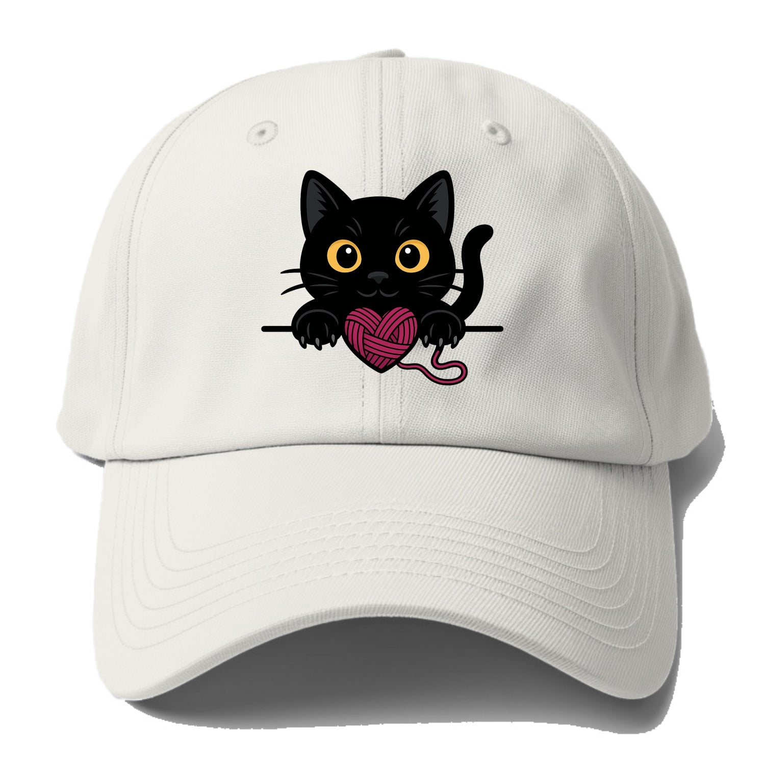 Midnight the black cat stretching tall with claws gently hooked over - Baseball Cap For Big Heads - Off White