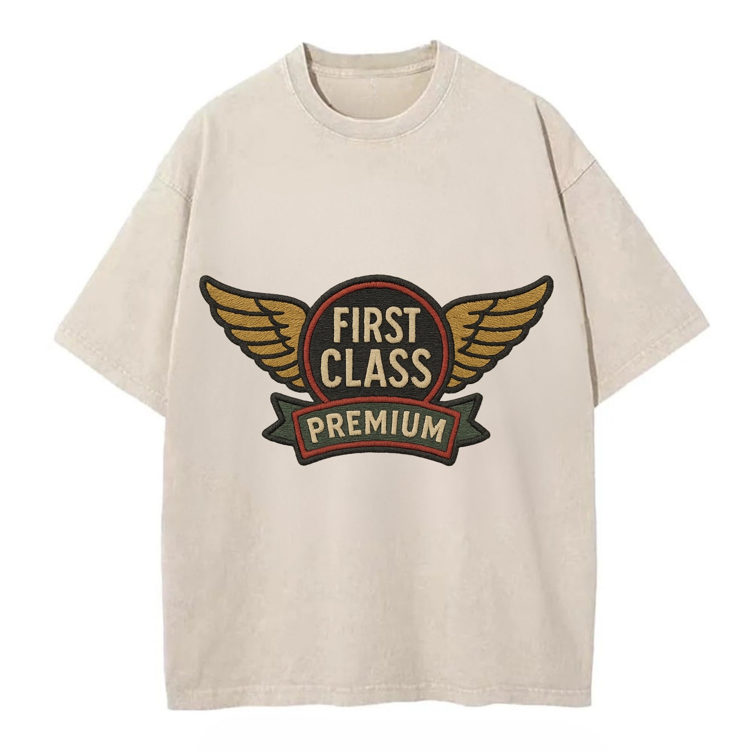 First Class Emblem  - Vintage T-shirt - Off White