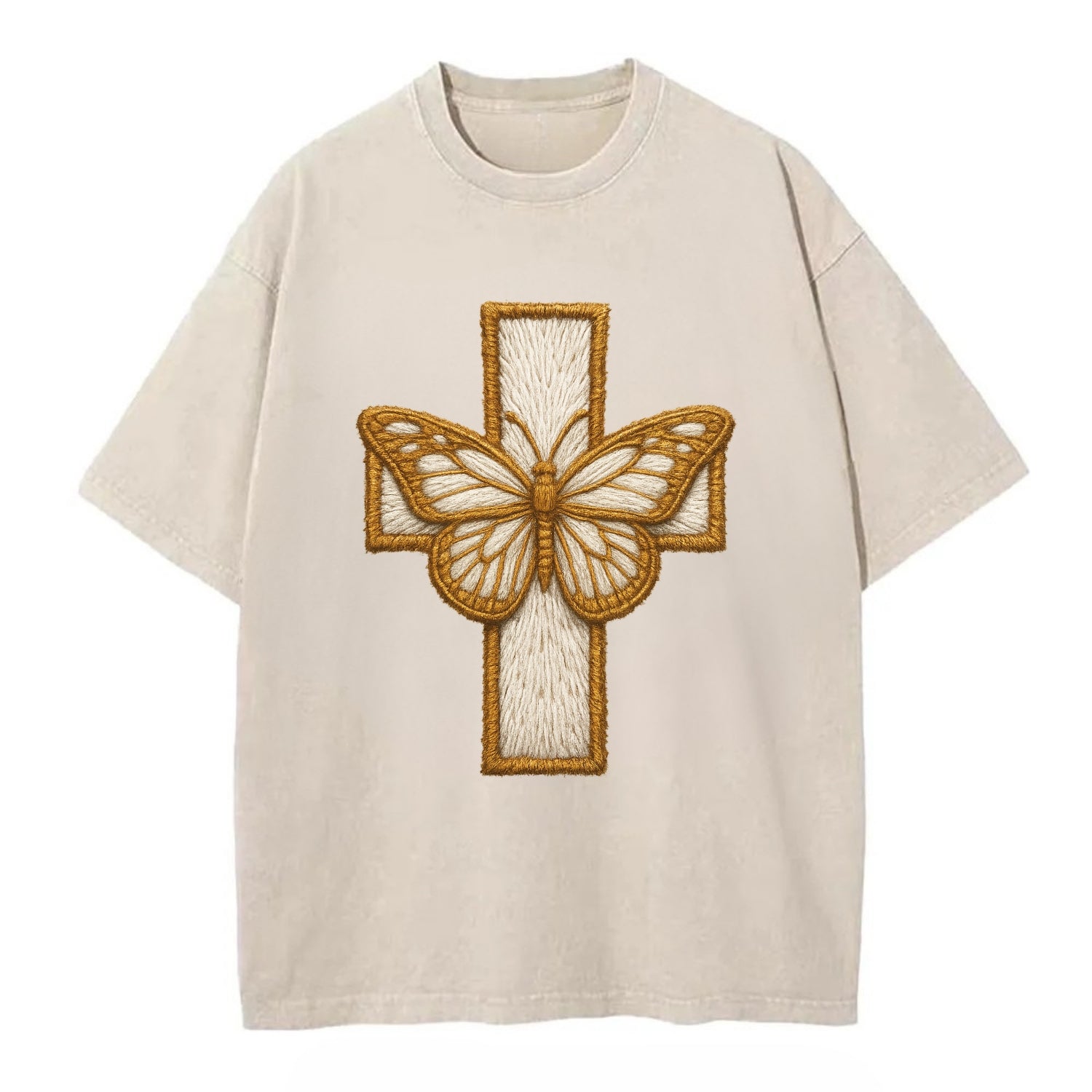 Resurrection Cross  - Vintage T-shirt - Off White
