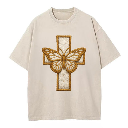 Resurrection Cross  - Vintage T-shirt - Off White