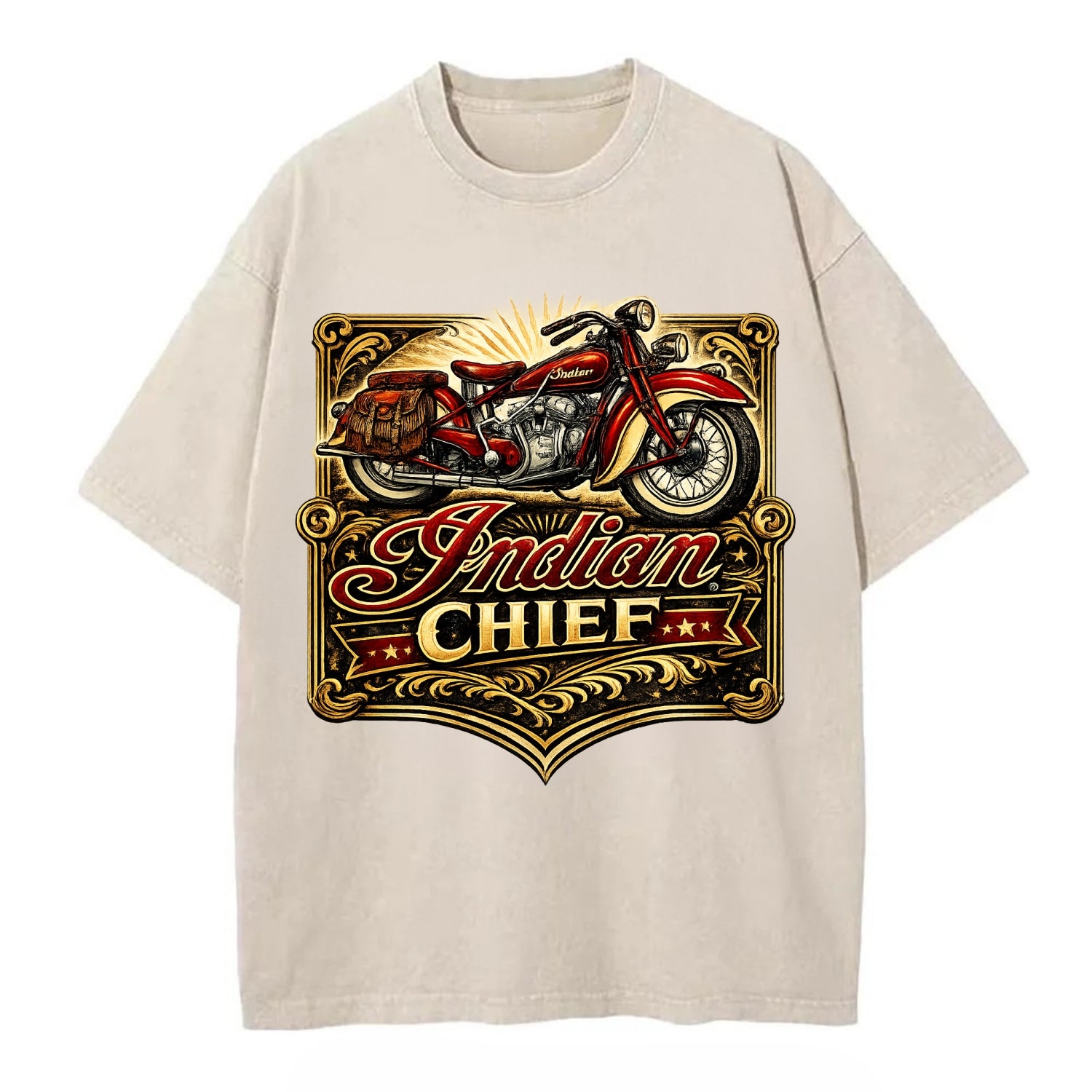 Classic Indian Chief - Vintage T-shirt - Off White